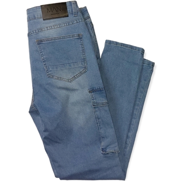 BooHoo Man Jeans Size 34R Side Pockets Blue Jeans - Picture 3 of 7